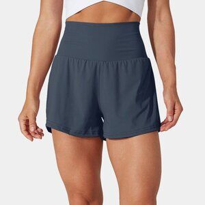Super High Waisted Yoga Shorts - Mood Indigo / L